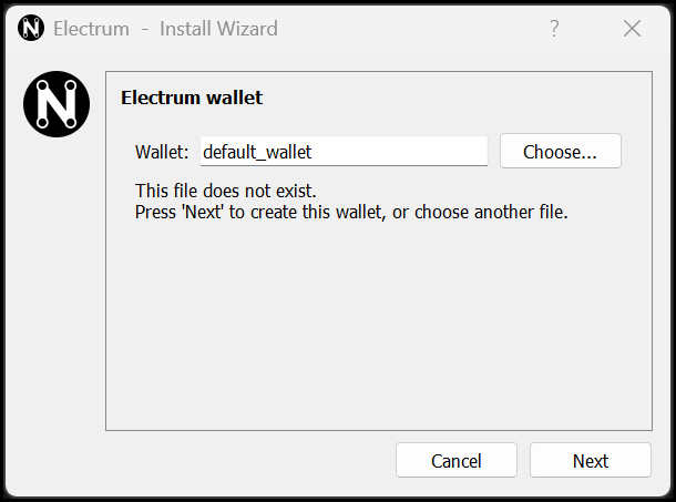Electrum-Neurai initial wizard screen