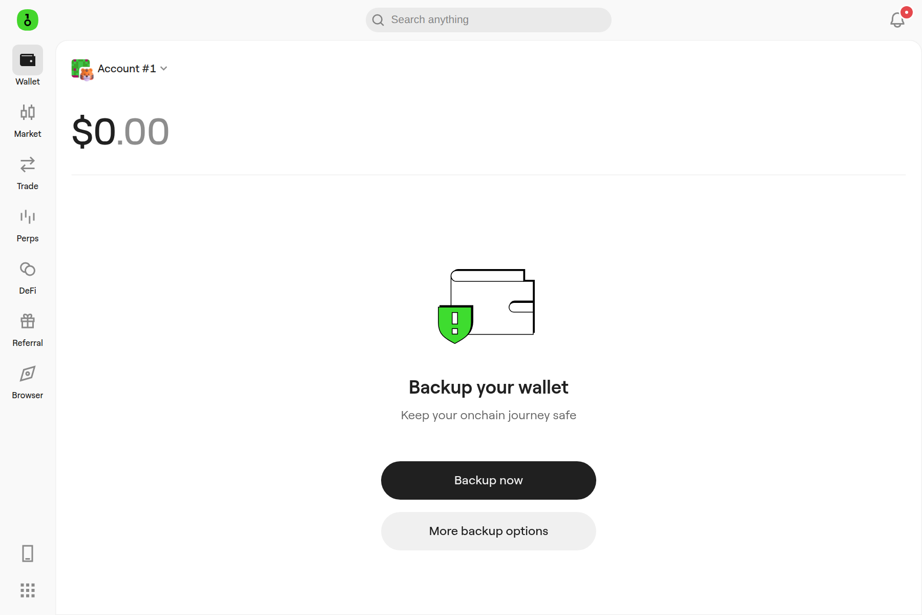 Backup your wallet card on the home screen