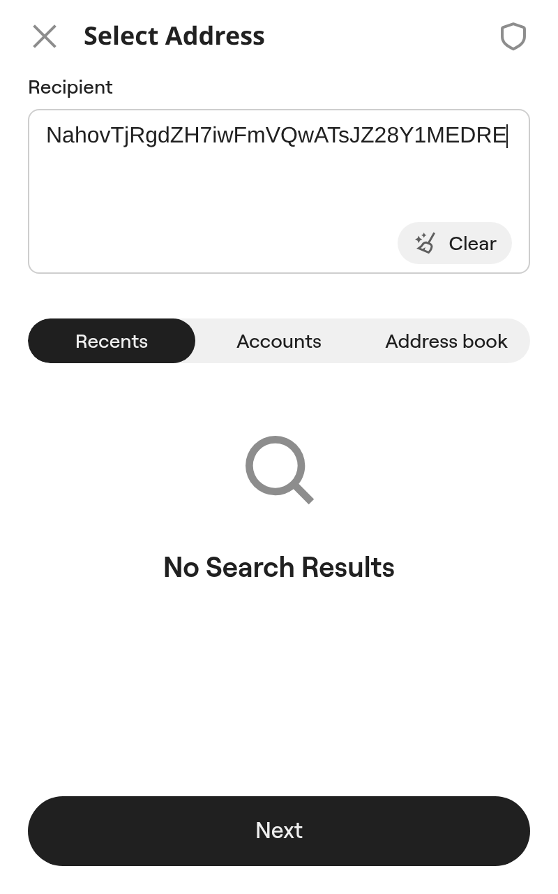 Select Address step with the recipient field